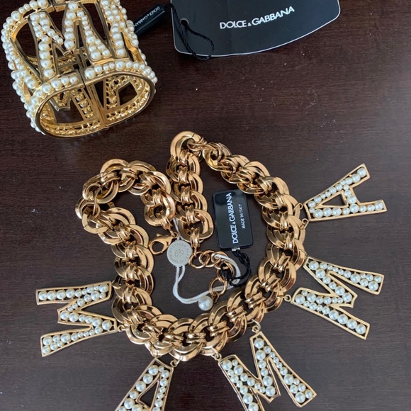 DOLCE GABBANA  ,,MAMA" pearl chocker and bracelet - Picture 5 of 5